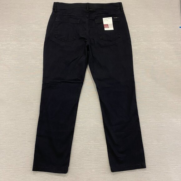 Calvin Klein Chino Pants Mens 36 x 30 Black Slim Fit Straight Flex Waist Cotton - Picture 3 of 13
